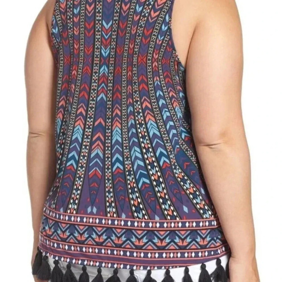 TART Women's Emory Tassel Fringe Tank Top Peacock Stripe Size M - Picture 2 of 9